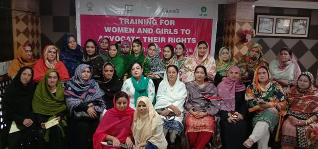 Train women and girls on their rights and develop capacity to advocate for their rights at Shaheed Benazirabad